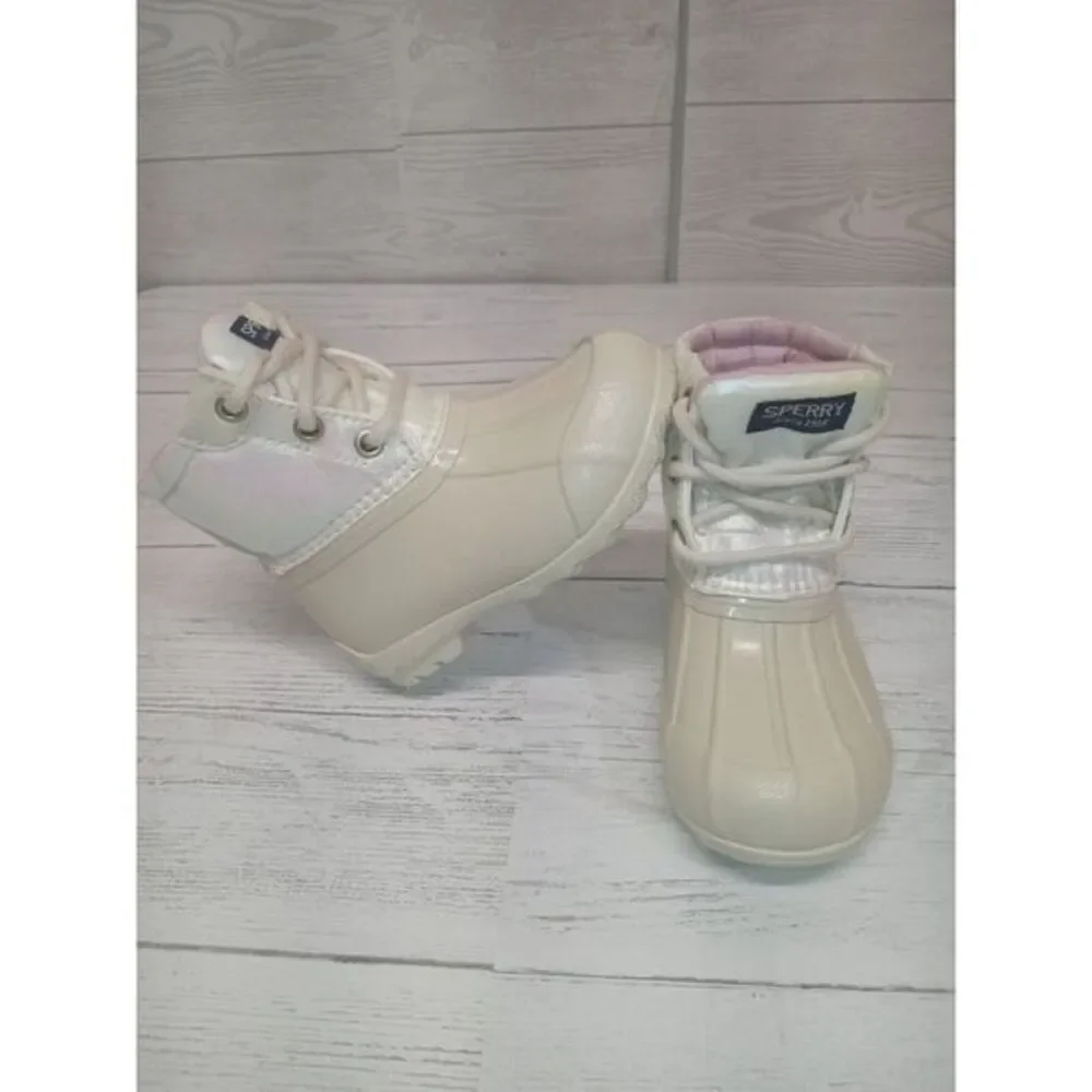 Sperry Girls Size 6M White/Pink NWOT Rain Boots SCL 165287
